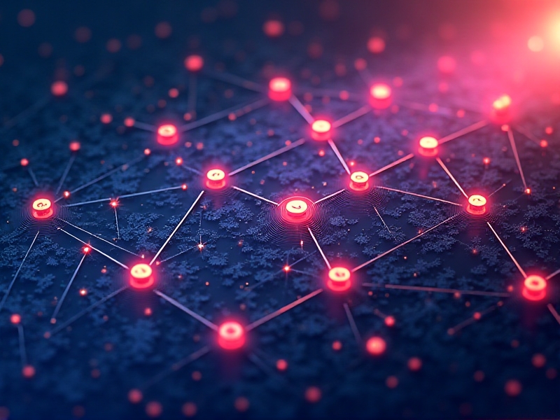 A visual representation of AI techniques refining OCR text, including language models, image enhancement, and machine learning. The image shows a flowchart with interconnected nodes, each representing a different AI process, set against a gradient background of blue and purple.